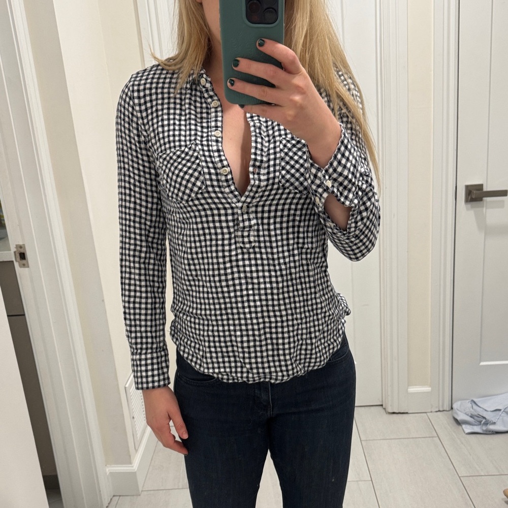 Merona Black and White Gingham Button Down Shirt